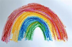 Pencil Drawing a Rainbow With a Heart photo