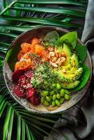 Bowl Filled With Vegetables and Nuts on Table photo