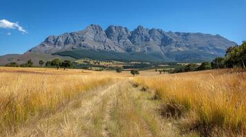 Grassy Field With Mountains in the Background photo