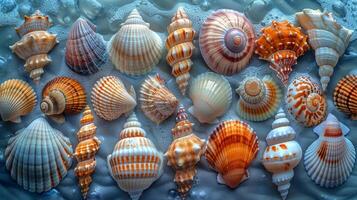 agrupado mar conchas y estrella de mar foto