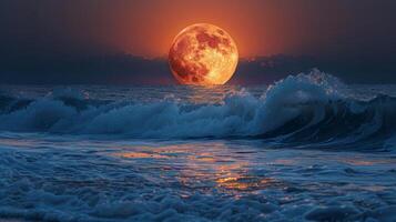 Full Moon Rising Over Body of Water photo