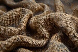 AI generated Close-up Texture of Brown Burlap Fabric with Abstract Pattern photo