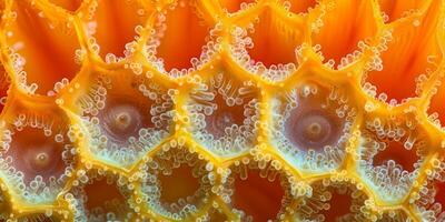 AI generated Vibrant Orange Sea Coral Underwater Macro Photography photo