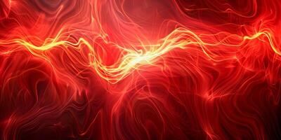 Fluid Dynamics Swirling Red and Yellow Energy Streams photo