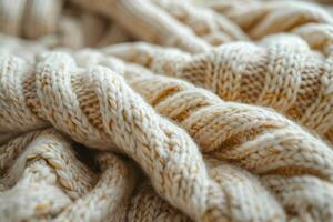 Cozy Knitted Woolen Sweater Close-Up Texture photo