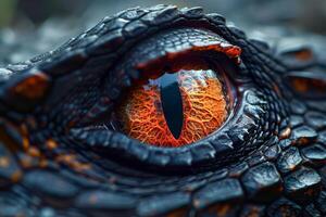 Intense Dragon Eye Close-up A Window to Reptilian Soul photo