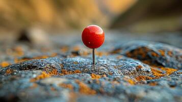 Red Push Pin on Map of Europe photo