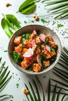 Bowl of Salad With Shrimp and Radishes photo