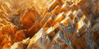 Golden Glow of Rugged Cliff Formations at Sunset photo
