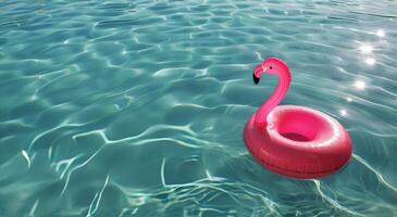 Pink Flamingo Floating on Water photo