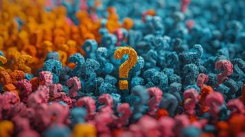 Colorful Figures Surrounding Question Mark photo