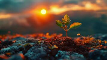 Small Plant Emerging From Soil photo