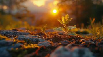 Small Plant Emerging From Soil photo