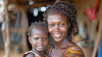 Woman and Child Posing for Picture photo