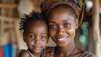 Woman and Child Posing for Picture photo