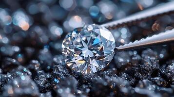 Close Up of Diamond on Table photo