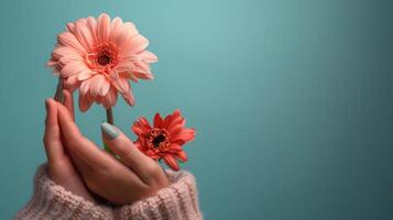 Person Holding Pink Flower photo