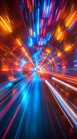 Colorful Lights Streaking Through Tunnel photo