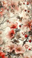 Colorful Flower Pattern on White Background photo