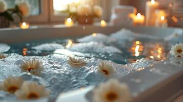 un Pareja de blanco velas en mesa foto