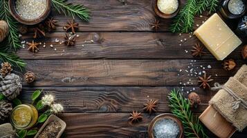 Diverse Collection on Wooden Table photo