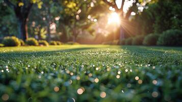 Sprinkle of Water on Green Lawn photo