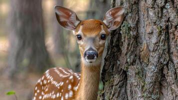 joven ciervo en pie en el bosque foto