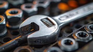 Wrench on Top of Circuit Board photo