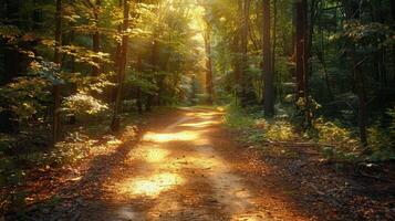 Dirt Road Running Through Forest photo
