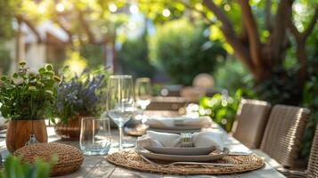 Table and Chairs in a Garden photo