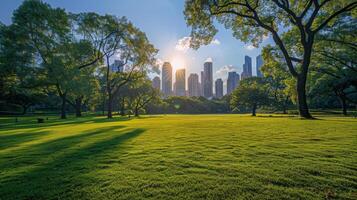 The Sun Shining Over Grassy Field photo