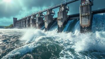 Majestic Dam in the Middle of Reservoir photo