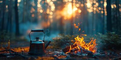 Tea Kettle Boiling on Fire photo