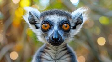 Close Up of a Monkey With Orange Eyes photo