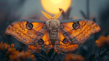 Moth Perched on Branch photo