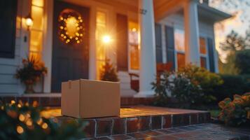 Cardboard Box Outside House photo