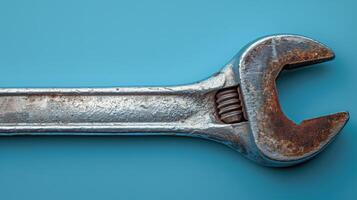 Wrench on Blue Background photo