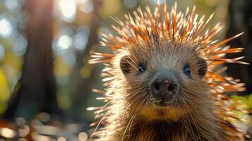 Close Up of Porcupine Looking at Camera photo