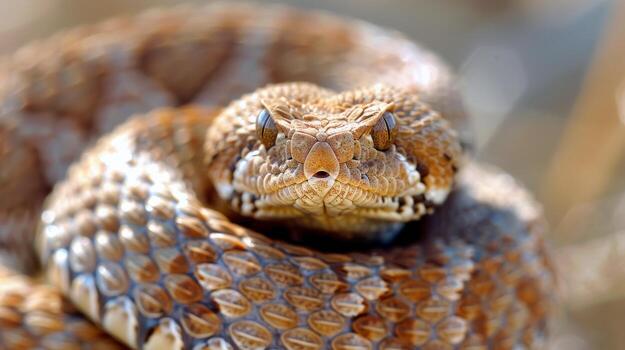Large Brown Snake Laying on Top of a Rock photo