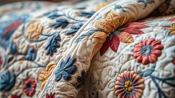 Close Up View of Quilted Material photo