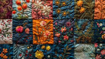 Close Up of Various Colored Fabrics photo