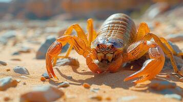 Scorpion Observing Surroundings on Sandy Terrain photo