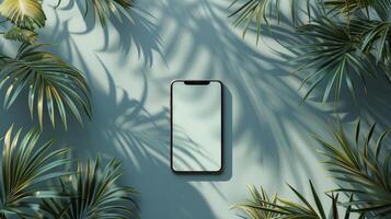 White Cell Phone on Palm Tree photo