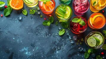 Assorted Glasses Filled With Various Drinks photo