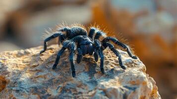 Close Up of a Spider on a Rock photo