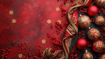 rojo ornamento colgando desde un Navidad árbol foto