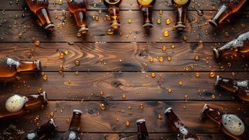 dos botellas de cerveza en un mesa foto