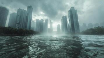 City Encircled by Massive Wave photo