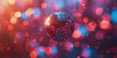 Disco Ball Hanging From String With Background Lights photo