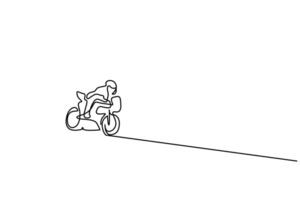 motorcycle vehicle sport human ride race road one line art design vector